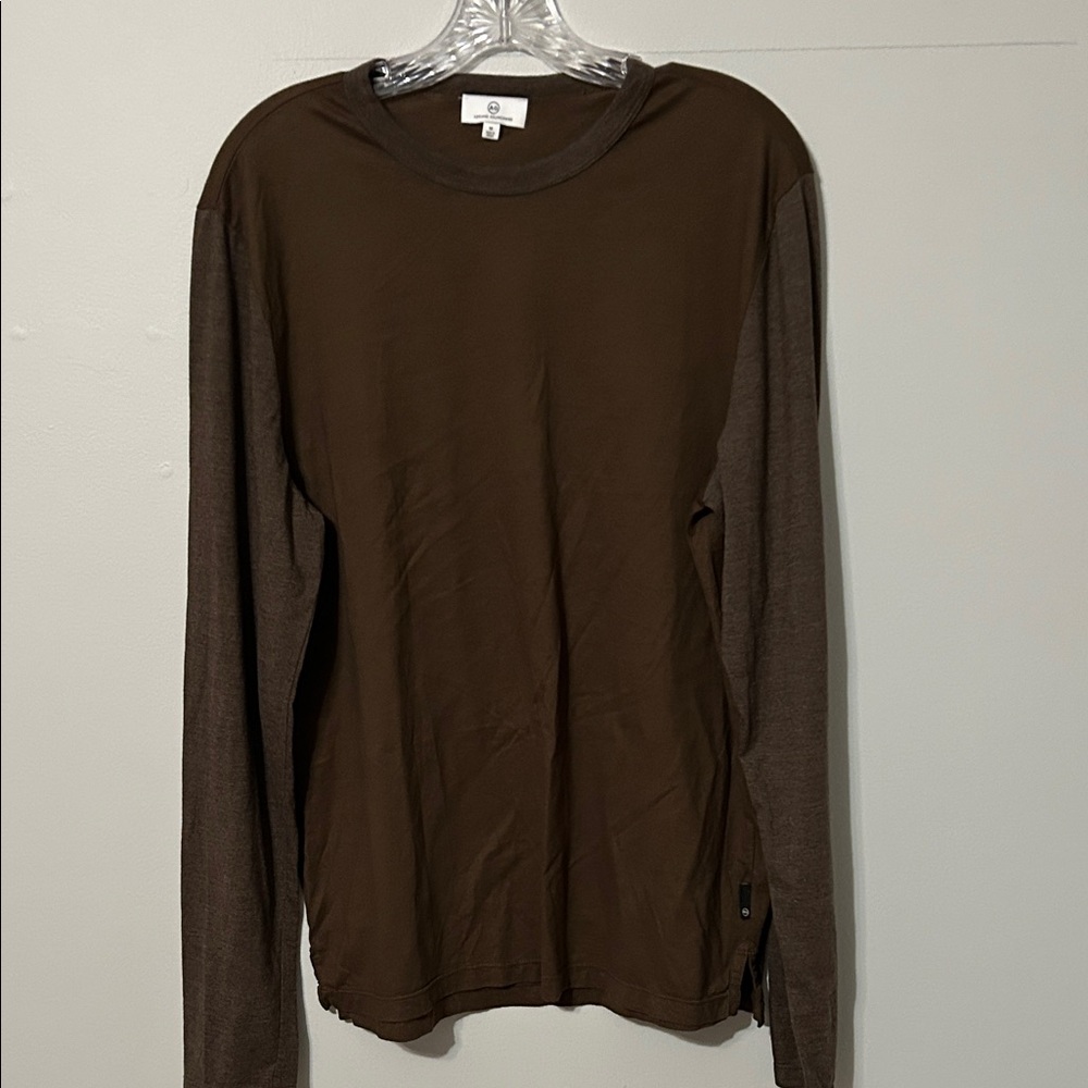 AG Adriano Goldschmied oversized Dark Browns  Long Sleeve Tee. Med.